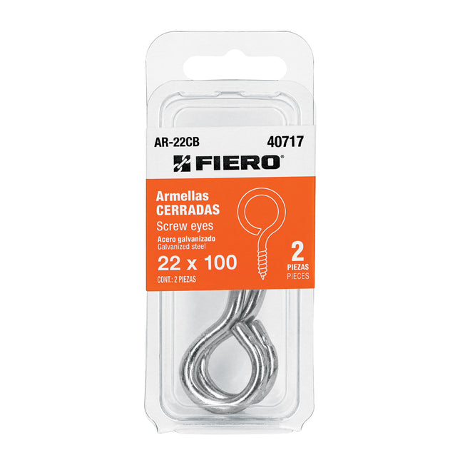 Blíster con 2 armellas cerradas de 22 x 100, FIERO (AR-22CB)