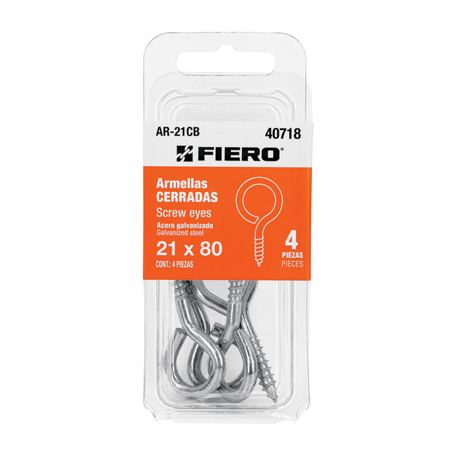 Blíster con 4 armellas cerradas de 21 x 80, FIERO (AR-21CB)