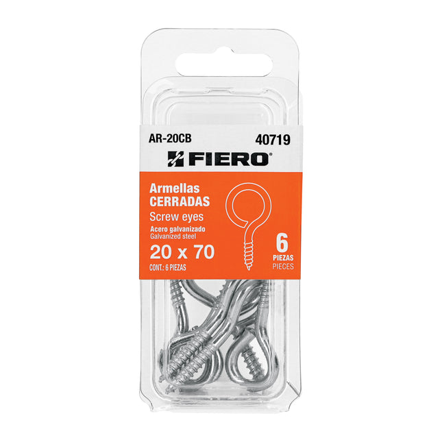 Blíster con 6 armellas cerradas de 20 x 70, FIERO (AR-20CB)