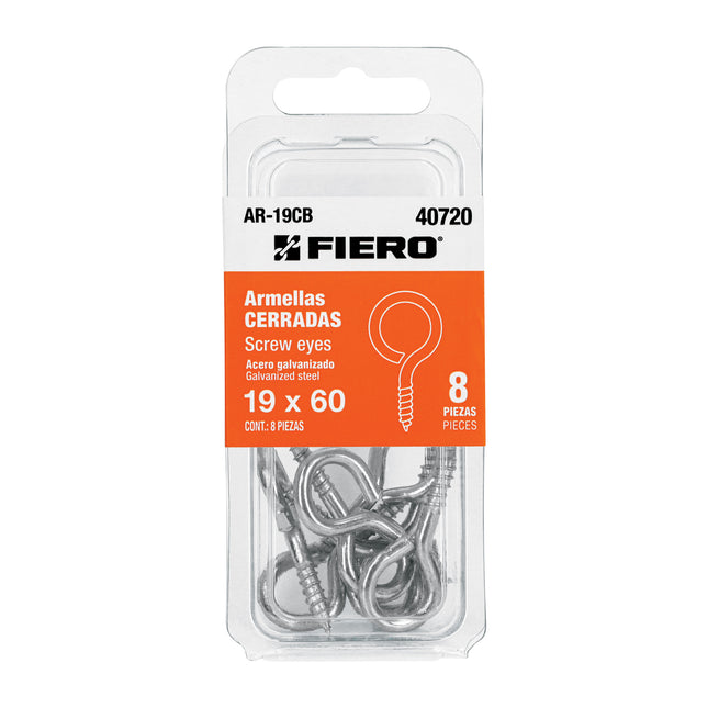 Blíster con 8 armellas cerradas de 19 x 60, FIERO (AR-19CB)