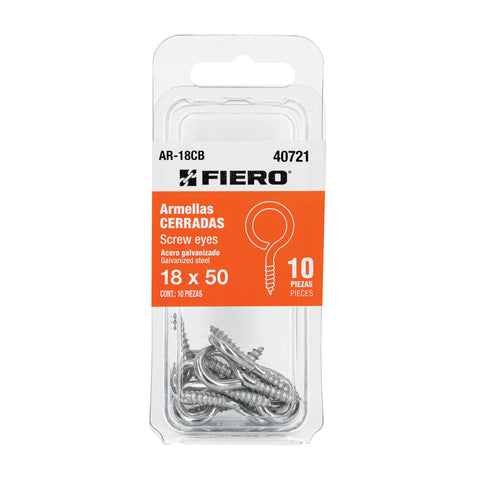 Blíster con 10 armellas cerradas de 18 x 50, FIERO | AR-18CB | 40721