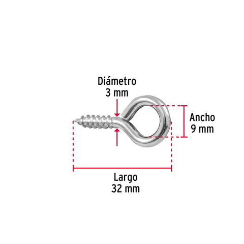 Blíster con 10 armellas cerradas de 18 x 50, FIERO | AR-18CB | 40721