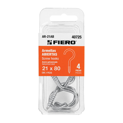 Blíster con 4 armellas abiertas de 21 x 80, FIERO | AR-21AB | 40725
