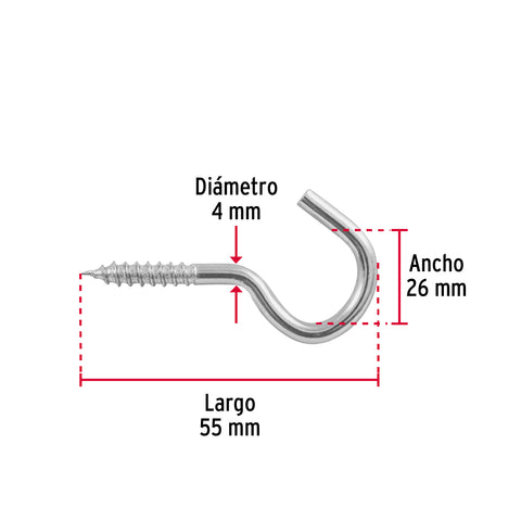 Blíster con 4 armellas abiertas de 21 x 80, FIERO | AR-21AB | 40725