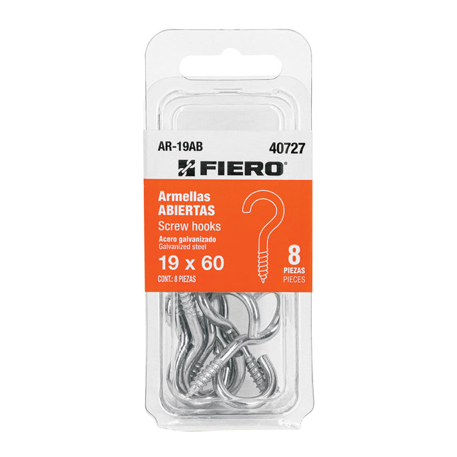 Blíster con 8 armellas abiertas de 19 x 60, FIERO (AR-19AB)
