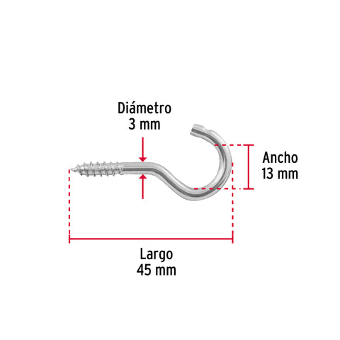 Blíster con 8 armellas abiertas de 19 x 60, FIERO | AR-19AB | 40727