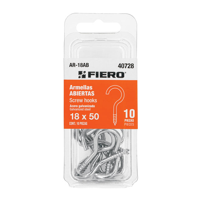 Blíster con 10 armellas abiertas de 18 x 50, FIERO (AR-18AB)