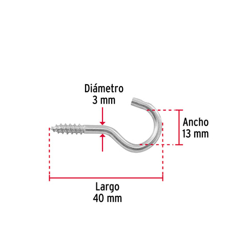 Blíster con 10 armellas abiertas de 18 x 50, FIERO | AR-18AB | 40728
