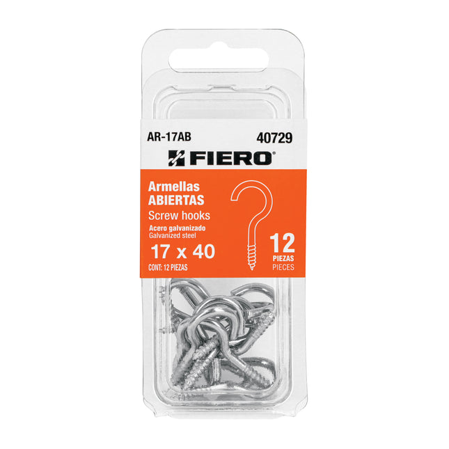 Blíster con 12 armellas abiertas de 17 x 40, FIERO (AR-17AB)