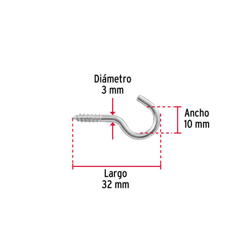 Blíster con 12 armellas abiertas de 17 x 40, FIERO | AR-17AB | 40729