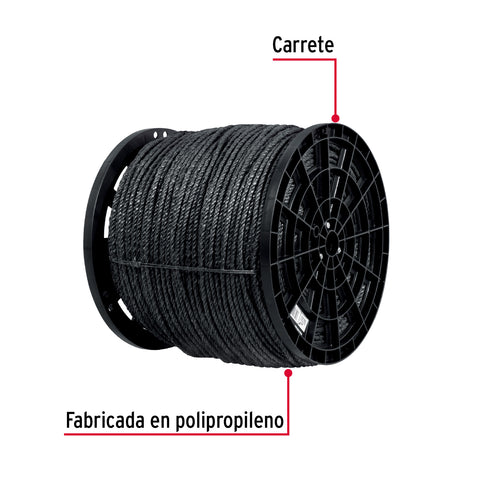 Kilo de cuerda negra de polipropileno 8 mm, carrete 20kg | CUE-08NK | 40764