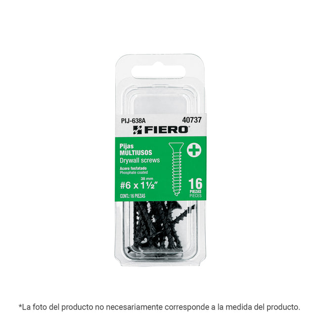 Blíster con 13 pijas #6 x 2' multiusos, FIERO (PIJ-650A)