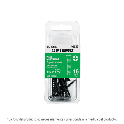 Blíster con 8 pijas #8 x 2-1/2' multiusos, FIERO (PIJ-863A)