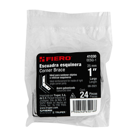 Bolsa con 24 escuadras esquineras 1' x 1', FIERO | EESQ-1 | 41030