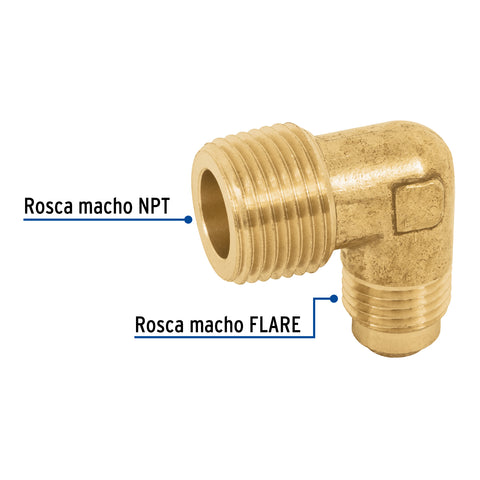 Codo terminal a 90° de latón 5/16' x 3/8', FOSET | CLG-514N | 41058