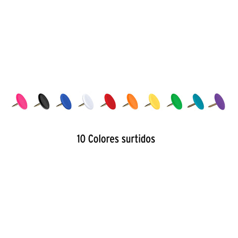 Caja con 100 chinches en 10 colores surtidos, FIERO | CHI-100X | 41250
