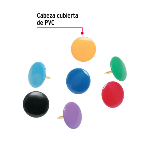 Caja con 100 chinches en 10 colores surtidos, FIERO | CHI-100X | 41250