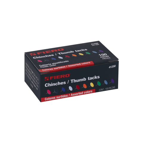 Caja con 100 chinches en 10 colores surtidos, FIERO | CHI-100X | 41250