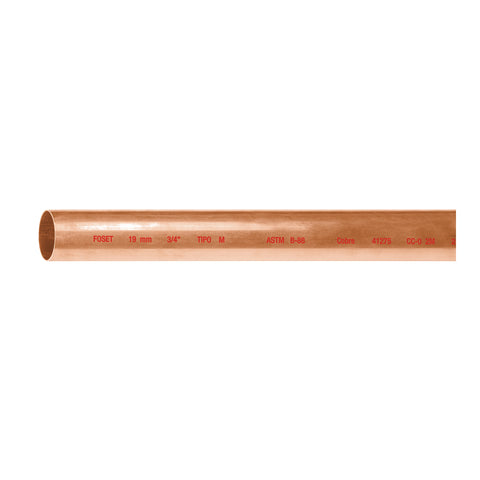 Tubo rígido de cobre 3/4' tipo 'M', 3m, 1.4kg, FOSET | CC-002M | 41275