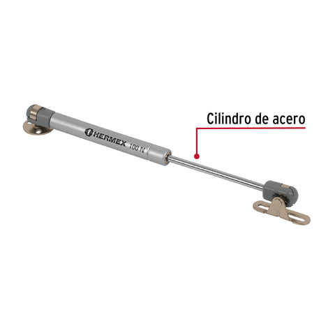 Pistón a gas con capacidad de 100 N / 10 kg, HERMEX | PIGA-100 | 42003