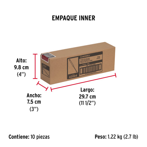 Pistón a gas con capacidad de 120 N / 12 kg, HERMEX | PIGA-120 | 42004
