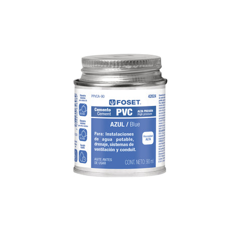 Cemento p/PVC, azul, alta presión, lata 90ml, FOSET | PPVCA-90 | 42024
