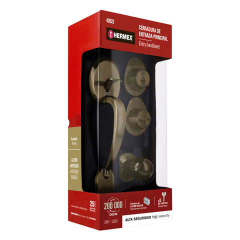Jaladera y perilla, Lugo llave-llave, LA, HERMEX | CEP-22PJ | 43022