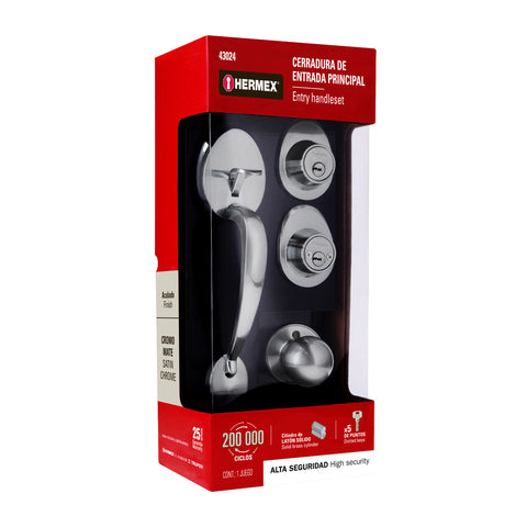 Jaladera y perilla, Lugo llave-llave, cromo mate, HERMEX | CEP-32PJ | 43024