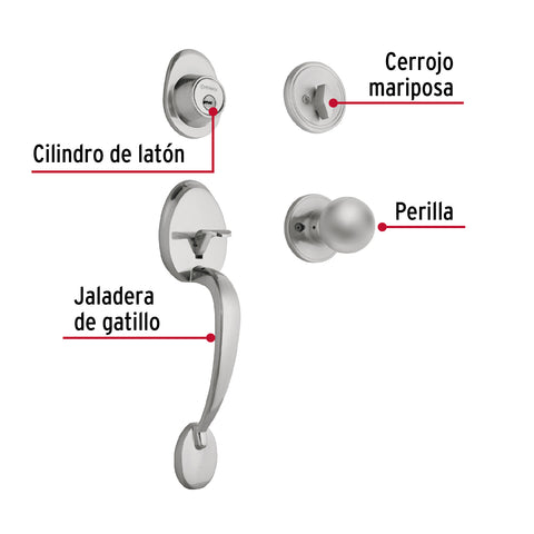 Jaladera y perilla, Lugo llave-mariposa, cromo mate, HERMEX | CEP-31PJ | 43025