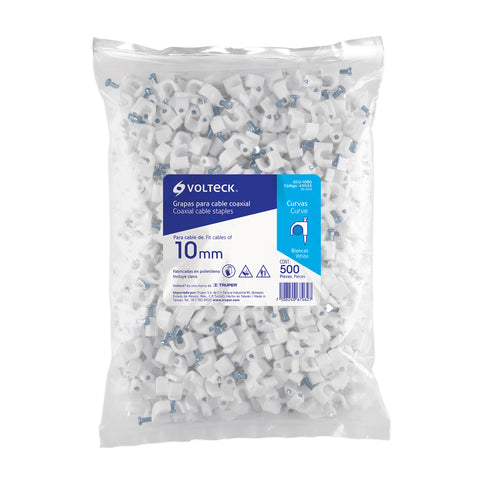 Bolsa con 500 grapas blancas de 10 mm para cable redondo | GCU-10BG | 43043