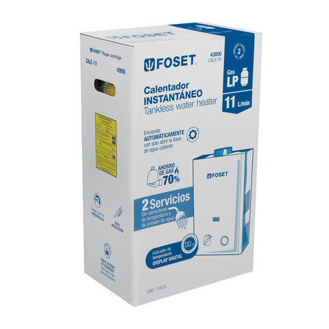 Calentador instantáneo, 11L, 2 servicios, gas LP, FOSET | CALE-11I | 43050
