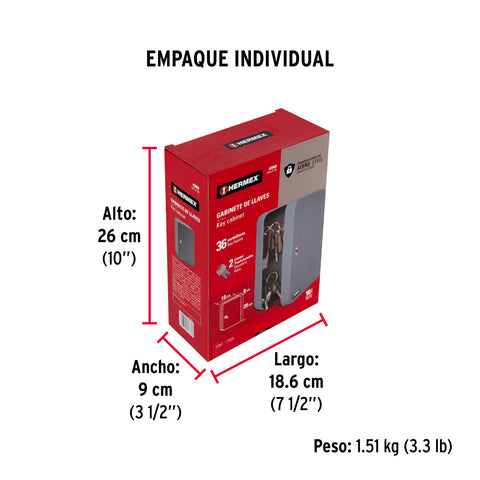 Caja con 36 ganchos para llaves, HERMEX | CALLA-36 | 43068