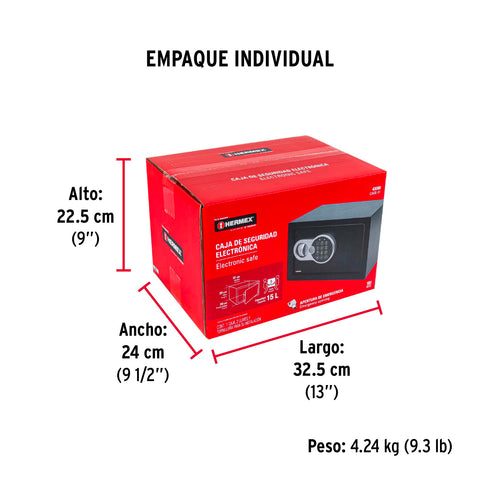 Caja de seguridad electrónica, chica, HERMEX | CASE-31 | 43080