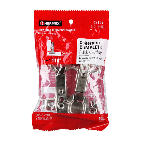 Bolsa c/2 bisagras bidimensionales de 110°cobertura completa | BIDI-110C | 43157