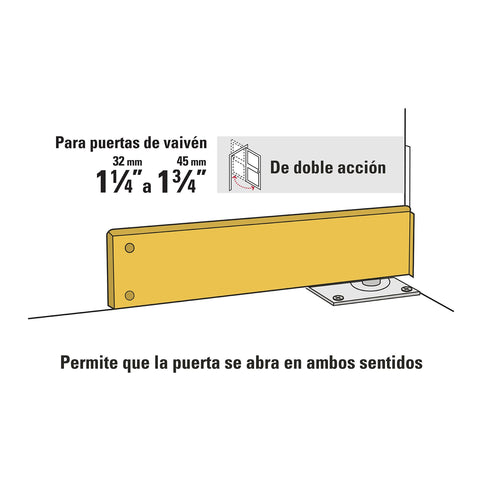 Bisagra de piso doble acción, acero latonado, HERMEX | BIP-151 | 43180