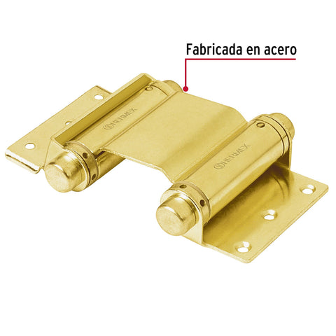 Bisagra de doble acción 3' acero latonado, HERMEX | BID-301 | 43182