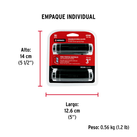 Bisagra de doble acción 3' acero negro, HERMEX | BID-306 | 43184