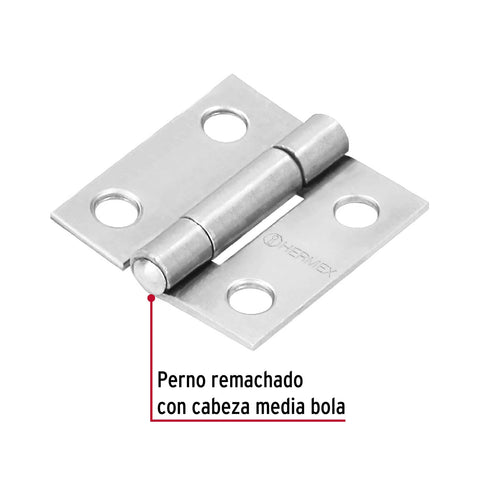 Bisagra rectangular 1' acero pulido, HERMEX | BR-100 | 43185