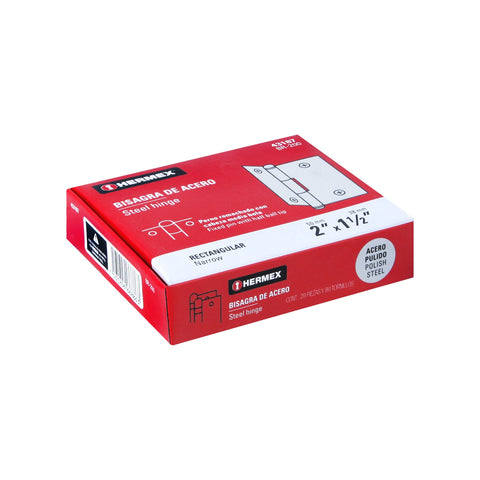 Bisagra rectangular 2' acero pulido, HERMEX | BR-200 | 43187