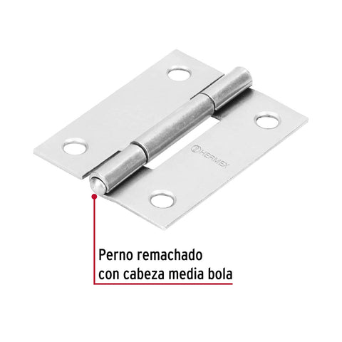 Bisagra rectangular 2' acero pulido, HERMEX | BR-200 | 43187