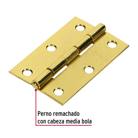 Bisagra rectangular 2-1/2' acero latonado, HERMEX | BR-251 | 43195