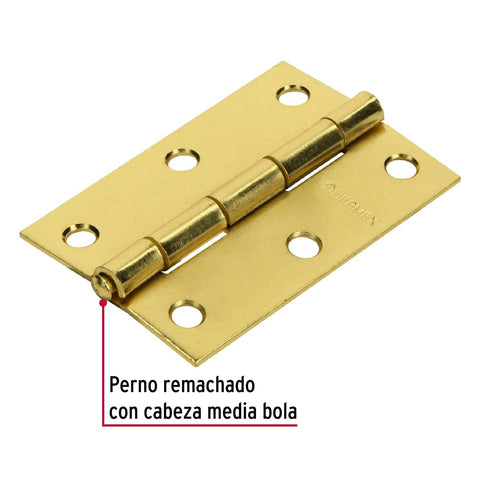 Bisagra rectangular 3' acero latonado, HERMEX | BR-301 | 43196