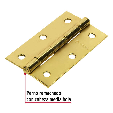Bisagra rectangular 3-1/2' acero latonado, HERMEX | BR-351 | 43197