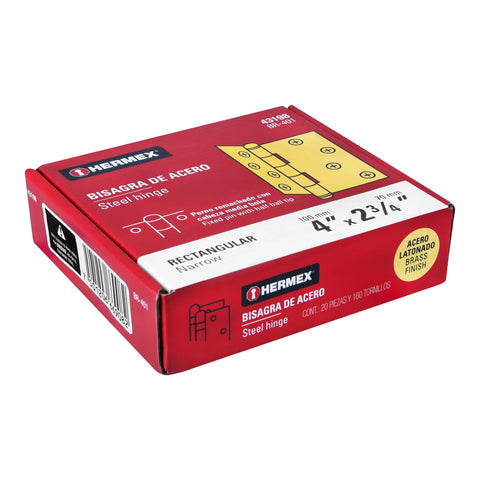 Bisagra rectangular 4' acero latonado, HERMEX | BR-401 | 43198