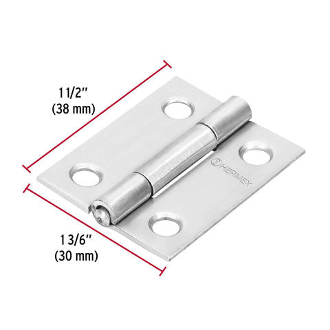 Bisagra rectangular 1-1/2' acero inoxidable, HERMEX | BR-154 | 43200