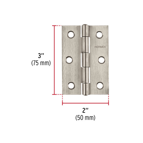 Bisagra rectangular 3' acero inoxidable, HERMEX | BR-304 | 43203