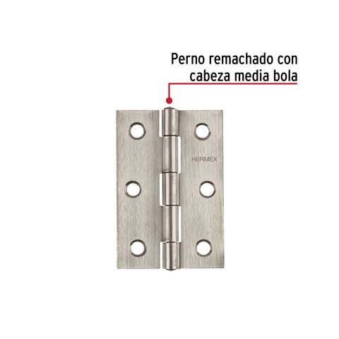 Bisagra rectangular 3' acero inoxidable, HERMEX | BR-304 | 43203