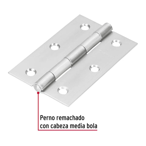 Bisagra rectangular 3-1/2' acero inoxidable, HERMEX | BR-354 | 43204