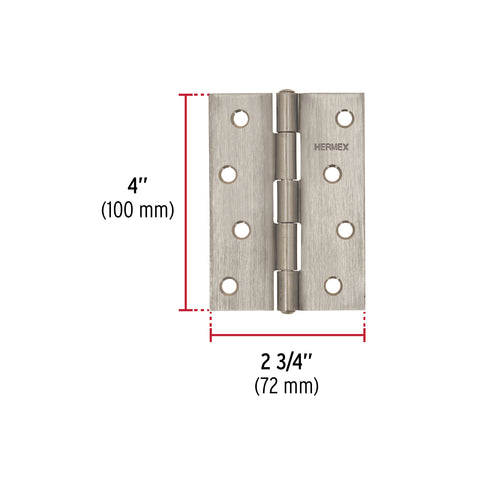 Bisagra rectangular 4' acero inoxidable, HERMEX | BR-404 | 43205