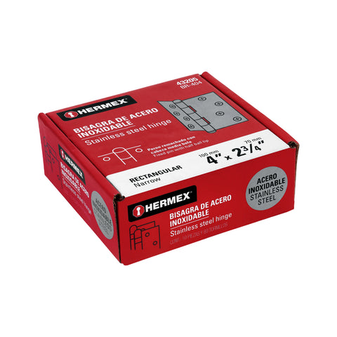 Bisagra rectangular 4' acero inoxidable, HERMEX | BR-404 | 43205